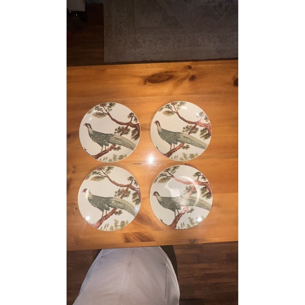 Set 4 Pottery Barn Thanksgiving Pheasant 9" Salad Plates